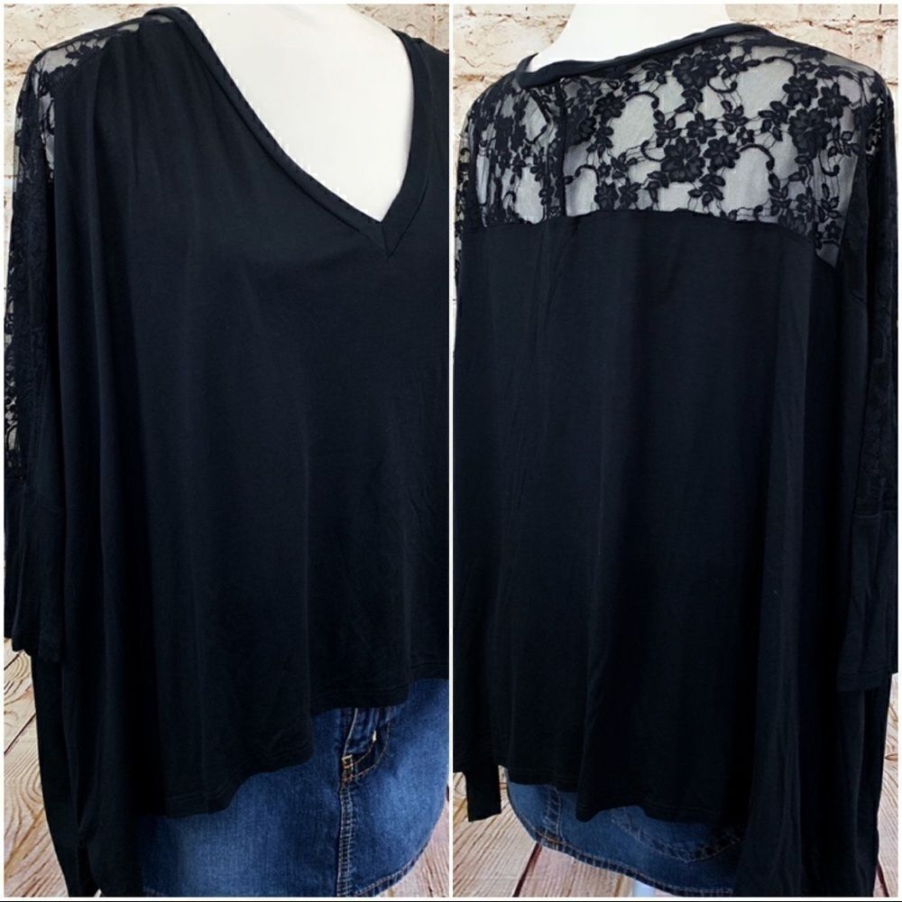 Express oversized dolman lace top